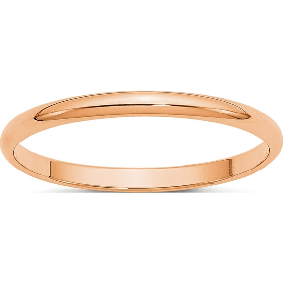 14K Rose Gold 2mm Ltw Half Round Band Size 5.5 Made In United States rhrl020-5.5