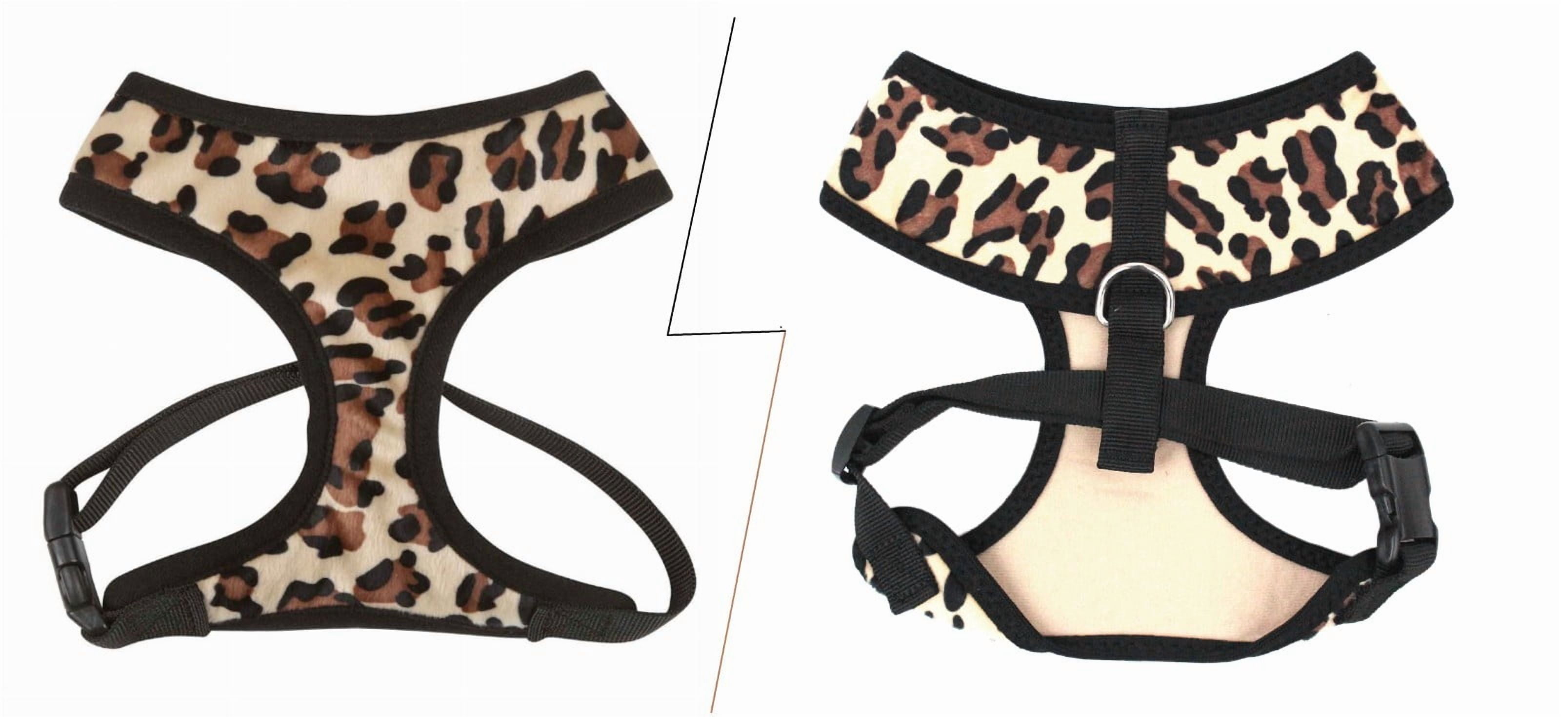 Small Breed Dog Harness Cheetah or Zebra Plush Adjustable Chest Strap and D Ring (Zebra - Medium)