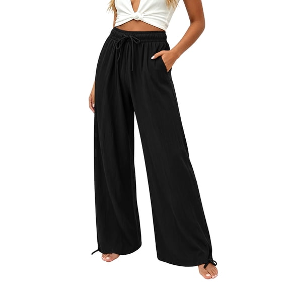 WIZUTIZ Women's Jogger Pants Elastic Waist Drawstring Ankle Cuff Side Pockets Full Length Casual Trousers Soft Brushed Adjustable Fit Comfy