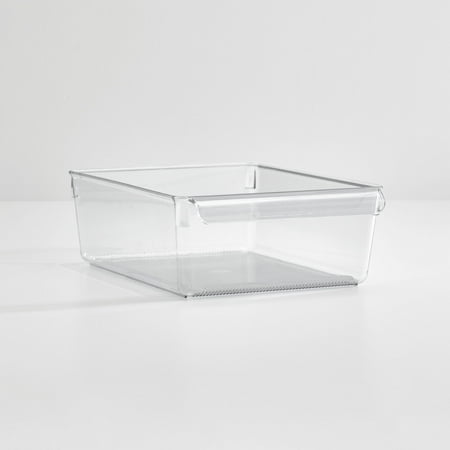 Linus Plastic Fridge and Freezer Storage Organizer Bin with Handle  Clear Container for Food  Drinks  Produce Organization  8  x 11.5  x 3.5   Clear