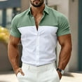 thumbnail image 2 of FRSASU Men's Casual Polo Shirt Short Sleeve Color Block Breathable Summer Golf Work Travel Beach Tops Green, 2 of 7