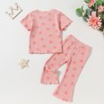 thumbnail image 4 of Uxgjfwu Girls Summer Outfits Plain Print Short Sleeve Tops and Pants Set Summer Clothes, Sizes 12M-5T,Pink, 4 of 9