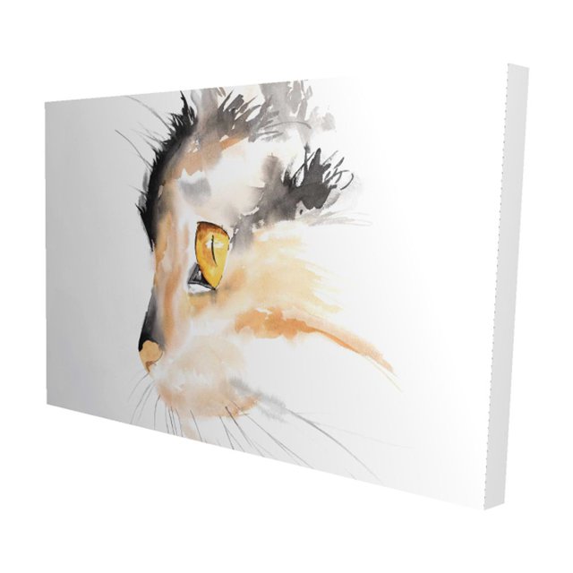 Watercolor cat face profile - 24"x36" canvas - Print on demand