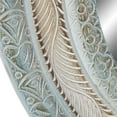 thumbnail image 5 of DecMode 36" x 36" Blue Distressed Carved Floral Wall Mirror with Gold and Beige Accents, 5 of 13
