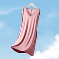 thumbnail image 3 of HomeGardon Nightgowns for Women,Summer Dresses Women's V Neck Solid Color Drawstring Loose and Comfortable Sleeveless Mid Length Nightgown Skirt, 3 of 4