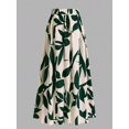thumbnail image 4 of Womens Dark Green Leaf Print High Waist A-Line Maxi Skirt, Flowing Summer Holiday Skirt, 4 of 8