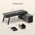 thumbnail image 2 of 71" Executive Desk with File Cabinet, Large Office Desk with Drawers and Shelves, L Shaped Computer Desk with Power Outlets, Business Furniture Desk Workstation for Home Office, Gray, 2 of 8
