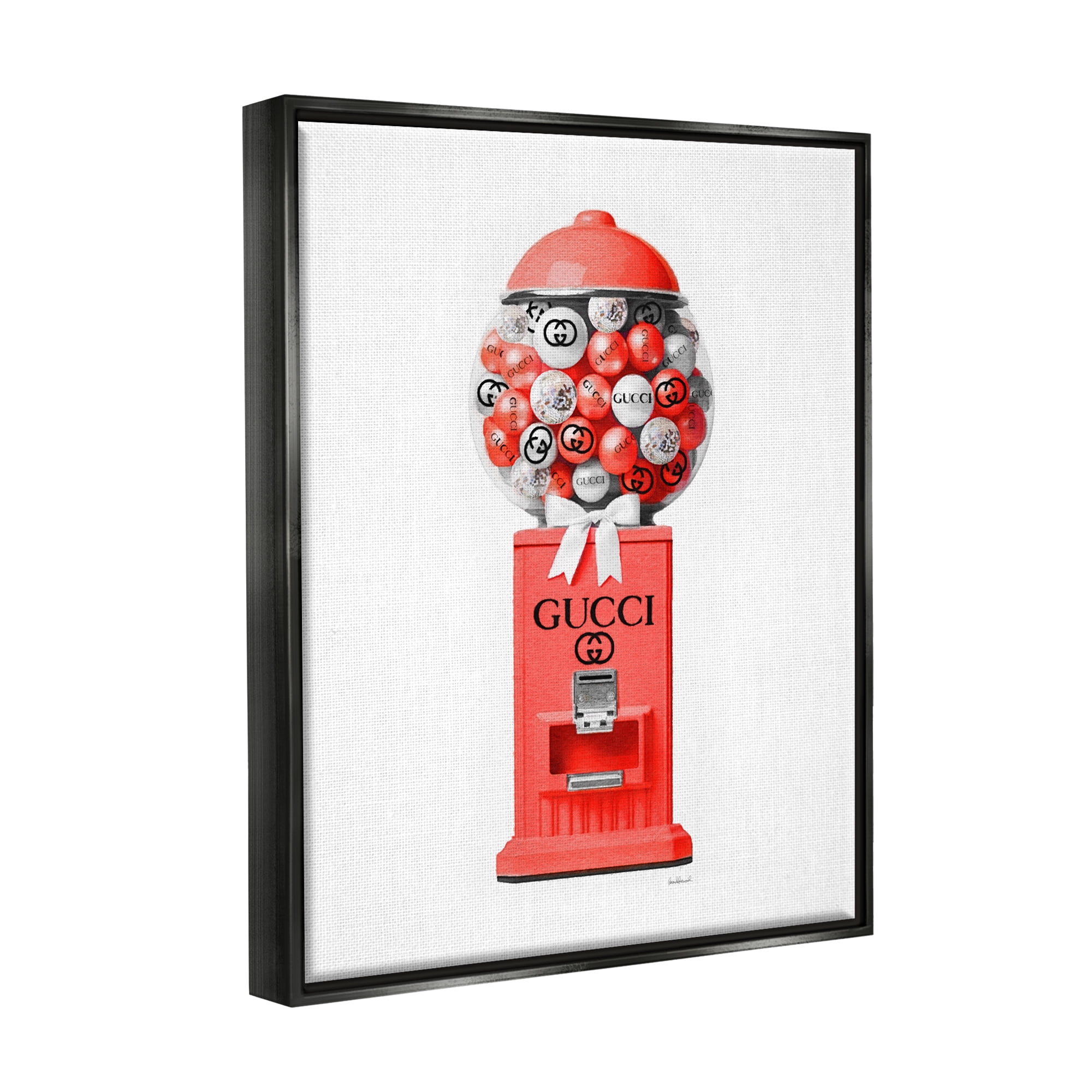 Stupell Industries Red Glam Candy Machine Beauty & Fashion Painting Black Floater Framed Canvas Art Print Wall Art, 25 x 31