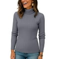 thumbnail image 4 of Dwralegc 2025 Sweaters for Women Turtleneck Sweater Long Sleeve Jumper Knitted Pullover Sweater Casual Cozy Wool Fall Winter Sweaters Dark Gray 2XL, 4 of 4