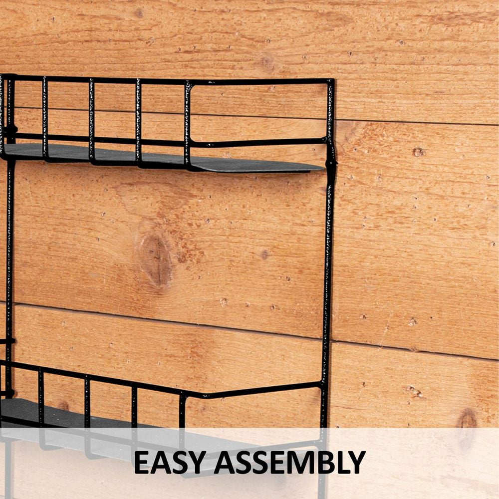 Easy-Up 3 Tier Wire Basket Rack | Ideal Horse Stable Organizer | Color Black