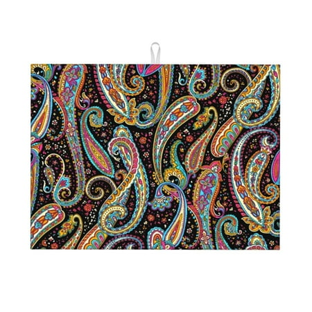 

Tideii Watercolor Romantic Paisley for Microfiber Placemat 18x24 Inch Kitchen Drying Mat for Countertops Sinks Drains