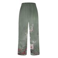thumbnail image 4 of YUANGUANST Women's Wide Leg Pants Summer Linen Pants For Women Wide Leg Boho Pants Loose Palazzo Pants Floral Pants With And Pockets Business Work Casual Pants, 4 of 4