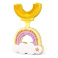 thumbnail image 1 of Cepillo de dientes para niños en forma de U con cabezal de cepillo de dientes de silicona suave, cepillo de dientes de entrenamiento manual, diseño de limpieza de dientes bucales de 360° para bebés y niños pequeños de 2 a 6 años, 1 of 8