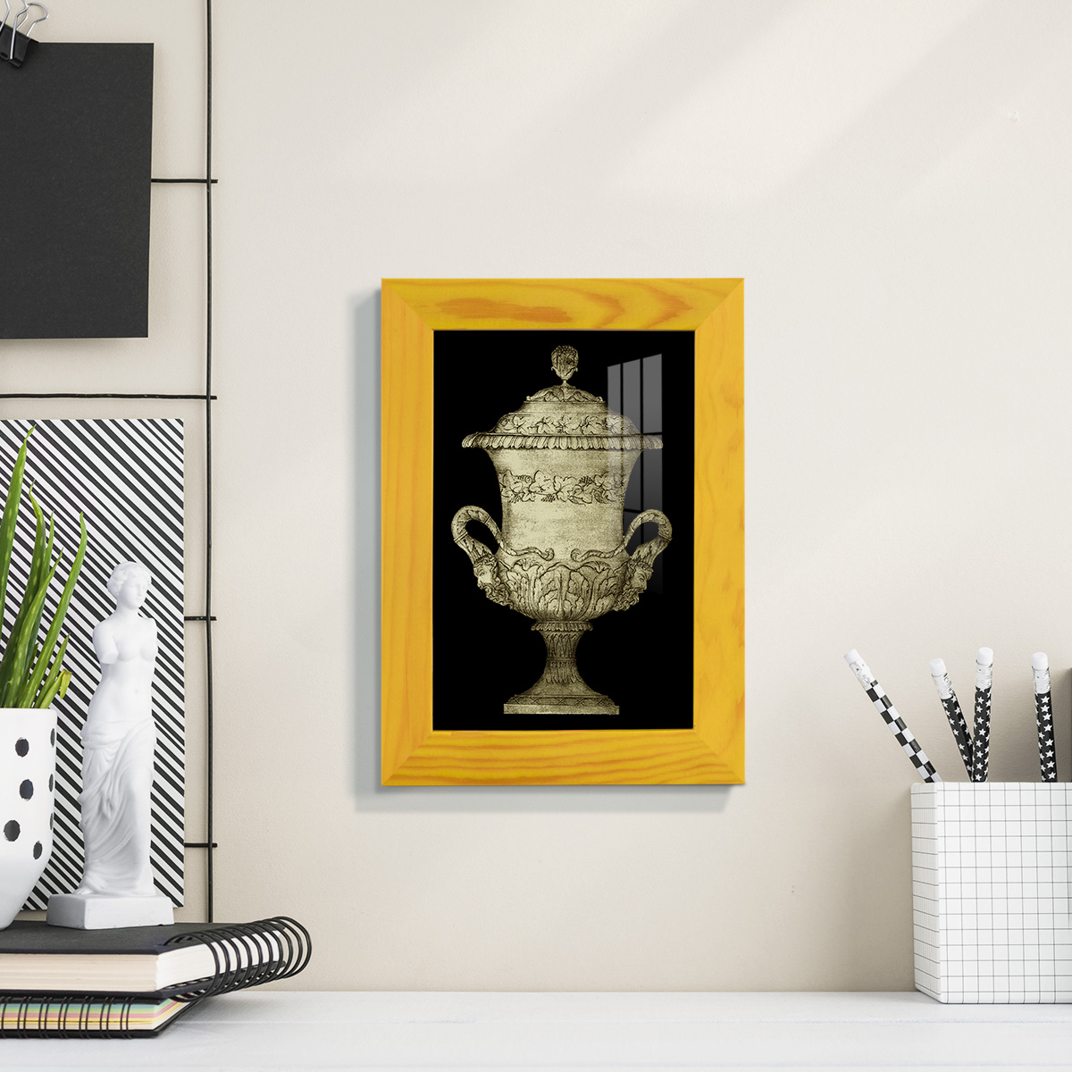 Garden Antiquities IV -Framed Print w/glass-Sunflower Yellow