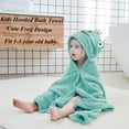 thumbnail image 2 of Toalla de baño con capucha para niños de rana, forro polar de coral, ultrasuave, cian oso de fresa  vestir, 2 of 6