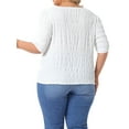 thumbnail image 4 of DARING DIVA Women's Plus Textured Notched V Neck Blouse 4X White, 4 of 6