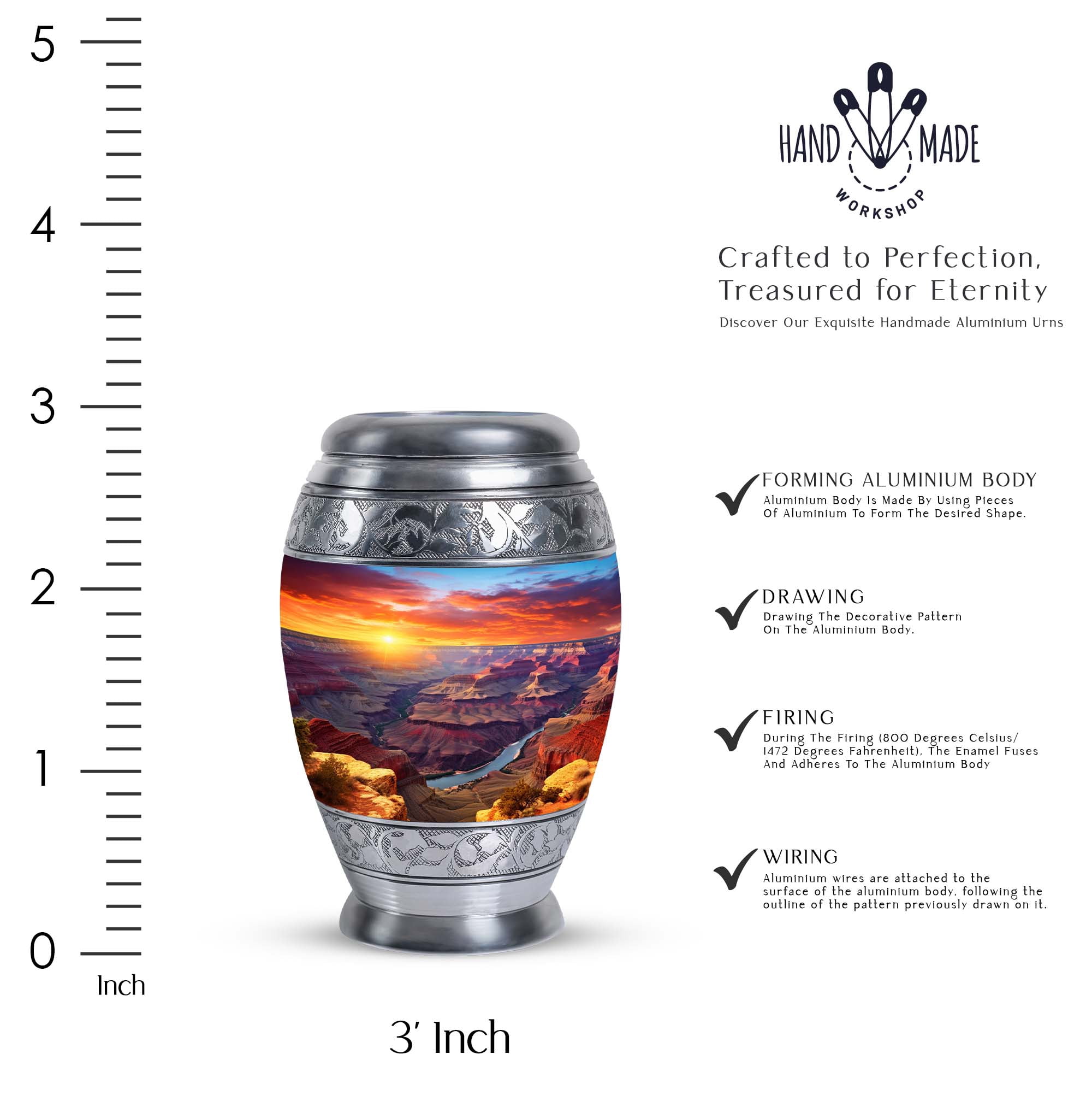 Grand Canyon Sunrise Mini Urns For Ashes - Keepsake Urns For Human Ashes - Burial Urns For Human Ashes - Adult Urns For Human Ashes Women - Ash Urns For Humans (Size -3inch,2Pcs)