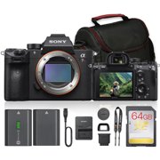 Sony a7R III Mirrorless Camera Bundle | 42.4MP Full-Frame Sensor, 10fps Burst, 5-Axis IBIS & 4K Video | Ideal for Studio & High-Resolution Photography (ILCE7RM3/B) + 64GB Card + Bag + Battery