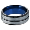 thumbnail image 2 of P. Manoukian Tungsten Wedding Band Ring 8mm for Men Women Blue Black Grey Beveled Edge Brushed Polished Lifetime Guarantee Size 11.5, 2 of 4