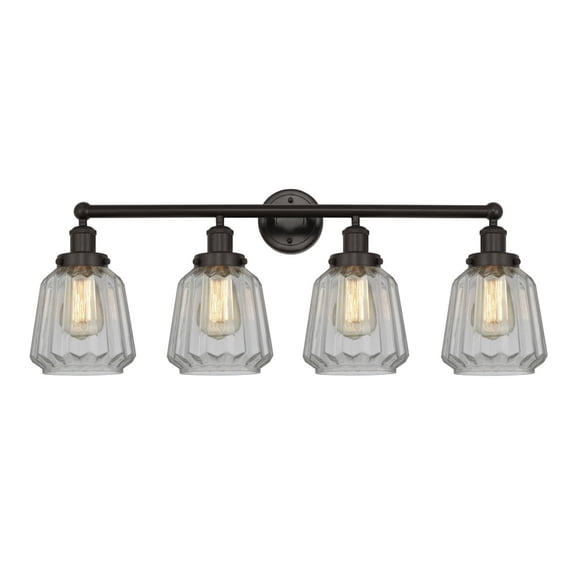 616-4W-OB-G142 Innovations Lighting Chatham - 4 Light Bath Vanity In Modern Style-10 Inches Tall and 33.5 Inches Wide-Oil Rubbed Bronze Finish-Matte