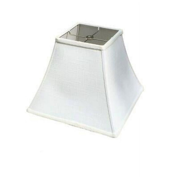 Upgradelights White Linen 12 Inch Square Bell Washer Lampshade with Matching Harp and Finial