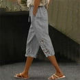 thumbnail image 6 of Uqiangy Cotton Linen Capris For Women Summer Pants For Women 2025 Pants For Summer Women Light Weight Pants For Womens Seersucker Pants Capri Linen Pants For Women Linen Pants For Women Gray M, 6 of 6