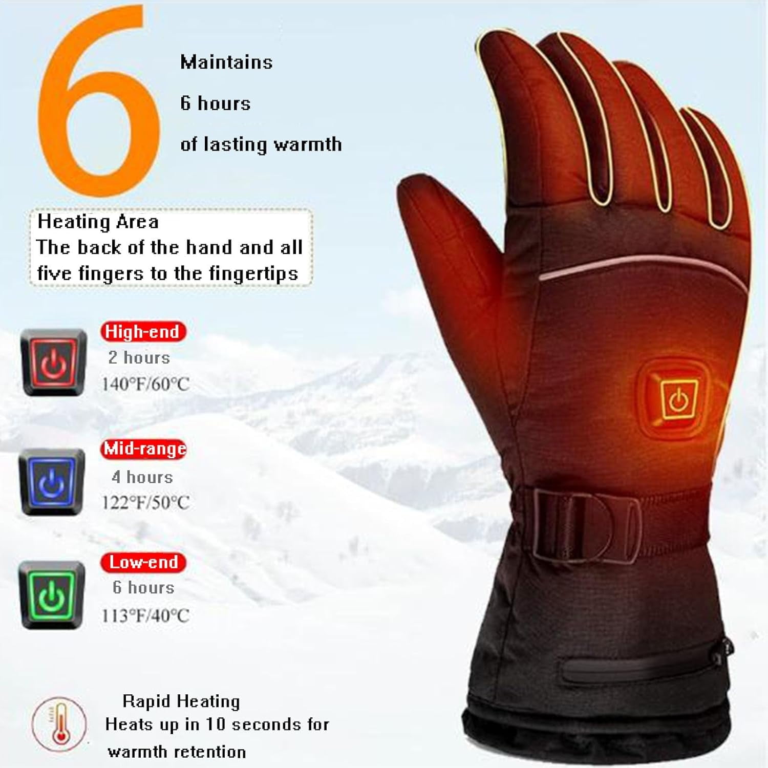SONGAUN Heated Gloves for Men Women, Rechargeable Hand Warmer with Touchscreen, Waterproof Electric Heated Ski Glove for Winter Outdoor Work Hunting Camping Snowboarding Hiking
