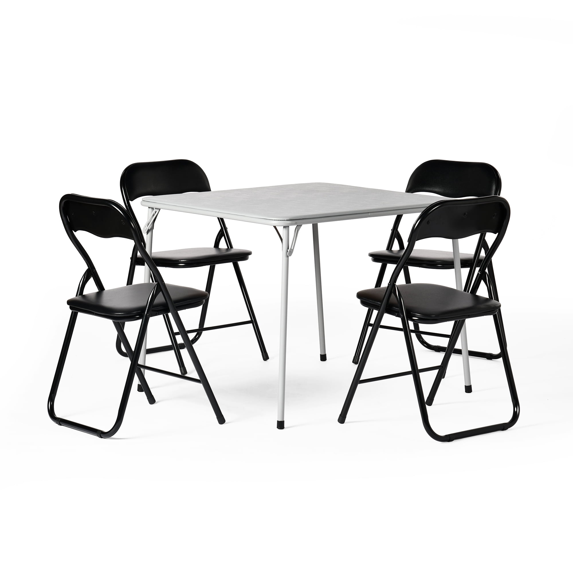 Set of 4 Padded Folding Chairs, 350lbs Capacity Stackable Foldable Seats with Reinforced Metal Frame, Waterproof PVC Leather Portable Chairs for Indoor Outdoor Party Patio Dining Events