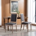 thumbnail image 2 of Dining Chairs Set of 2, French Linen Upholstered Dining Room Chairs with Squre Fabric Backrest and Carving Solid Wood Leg, Farmhouse Style Accent Chair for Living Room Kitchen, Gray, 2 of 7
