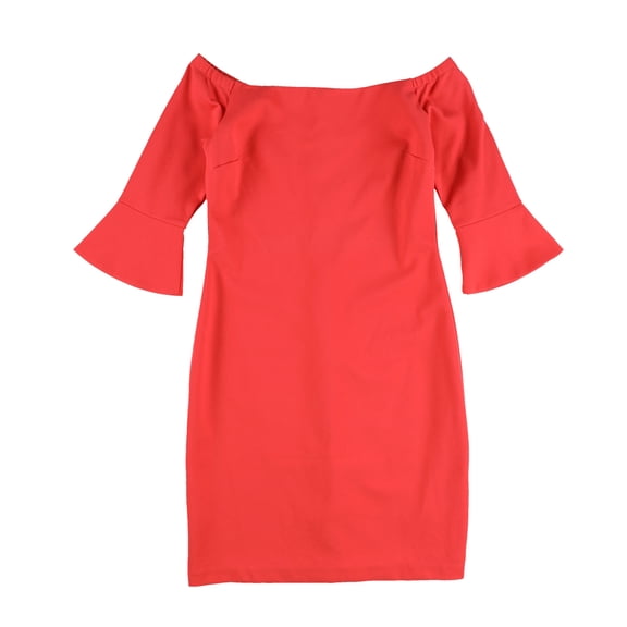 bar III Womens Off The Shoulder Solid Sheath Dress, Red, Medium
