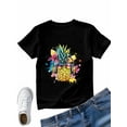 thumbnail image 4 of Women's T-Shirt Pineapple Hip Hop Fruit Short Sleeve Casual Tee Classic Crew Neck T Shirt for Women Black, S, 4 of 7