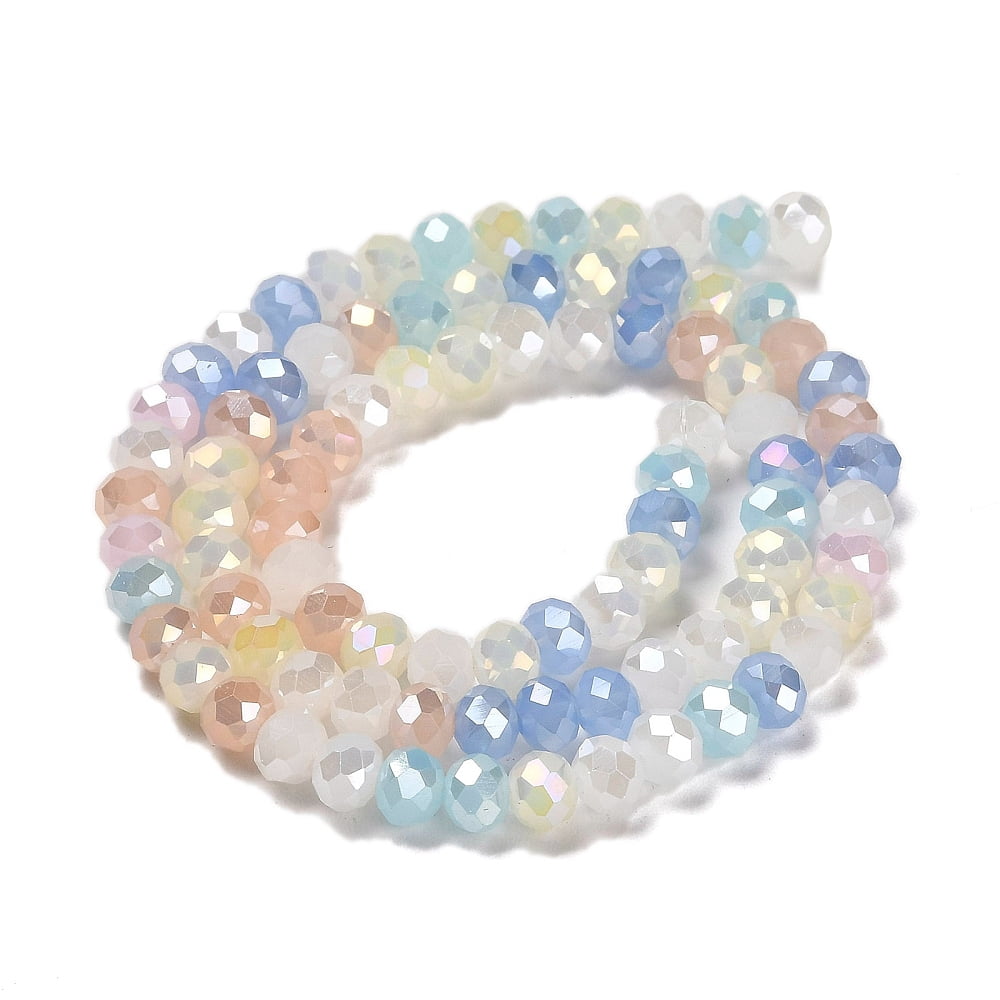 Imitation Jade Glass Beads Strands Faceted Round Cornflower Blue 6x5mm Hole: 1.2mm about 89~90pcs/strand 16.73~17.01 inch(42.5~43.2cm)