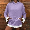 thumbnail image 2 of Sexlip Oversized Hoodies for Women Lace Trim Long Sleeve Hooded Sweatshirt Casual Trendy Fashion Splice Loose Fit Top Purple XXXL, 2 of 6