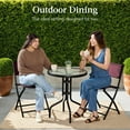 thumbnail image 4 of Best Choice Products 3-Piece Patio Bistro Dining Furniture Set w/ Glass Tabletop, Folding Chairs - Burgundy, 4 of 10