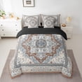 thumbnail image 2 of jejeloiu Retro Rustic Flowers 7 Pieces Bedding Comforter Set,Bohemian Exotic Style Full Bedding Set,Gray Blue Fitted Sheet Flat Sheet For Girls Kids,Super Cozy Room Decor Reversible, 2 of 8