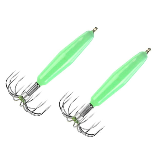 2 Pieces Squid s Fishing Hard Saltwater Bass Hook 4 Sizes 8.2cm