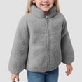 thumbnail image 2 of dmqupv Veste Fille Veste Fille à Manches Longues Sans Capuche Veste Confortable Doublée en Molleton Chaude à la Mode Veste Zippée Gris, Taille pour 4-5 Ans, 2 of 6