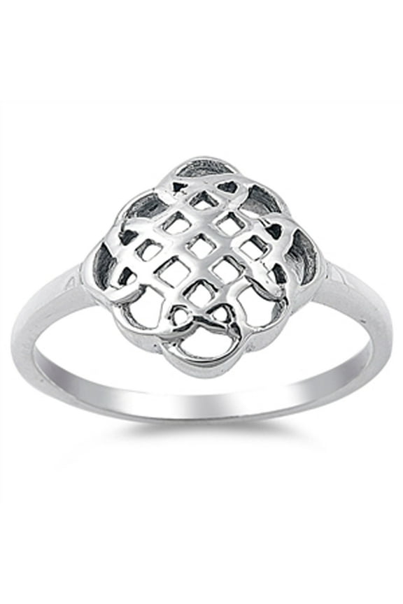 Oxidized Endless Celtic Knot Forever Ring Sterling Silver Weave Band 925 Jewelry Female Male Size 7