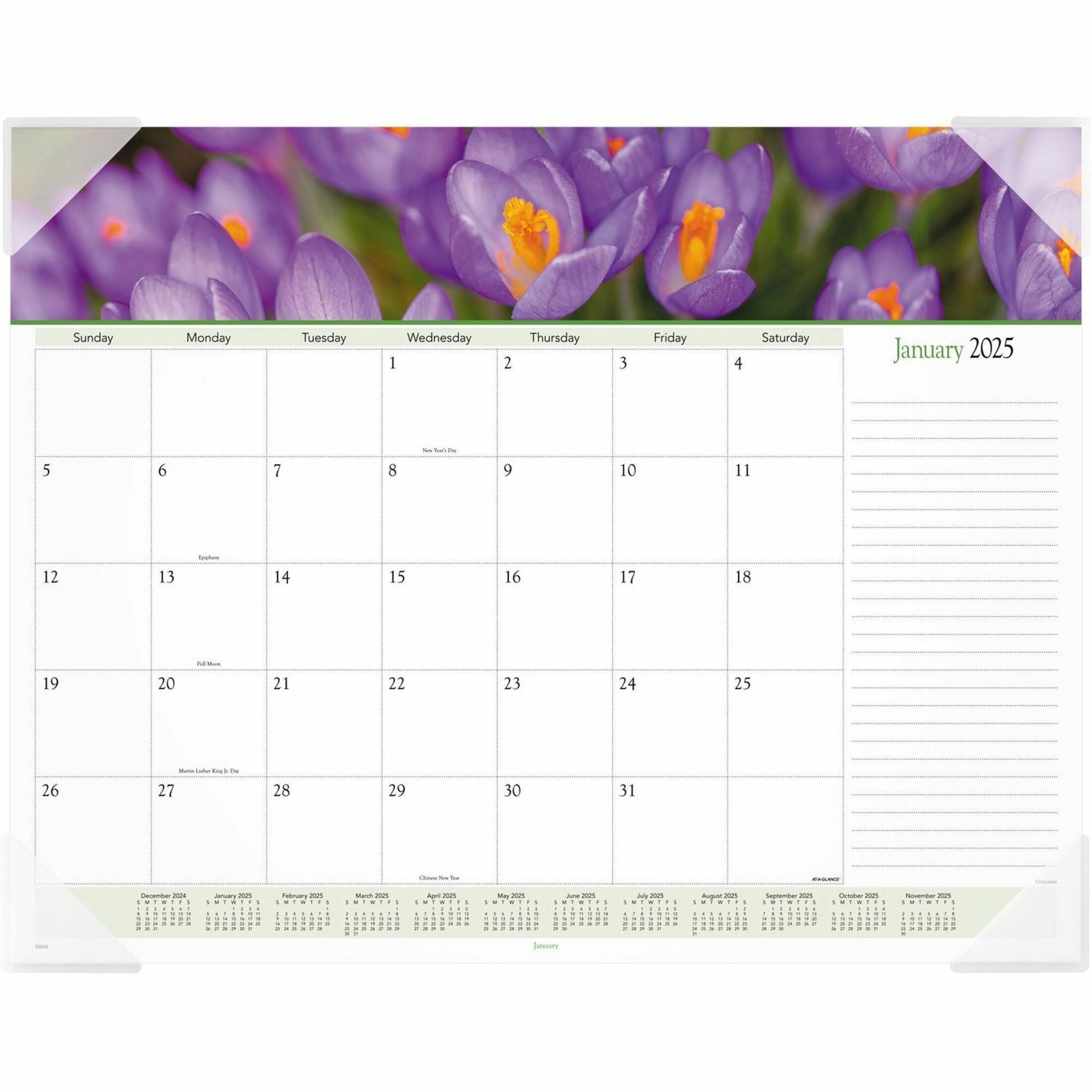 At-A-Glance Panoramic Floral Image Monthly Desk Pad