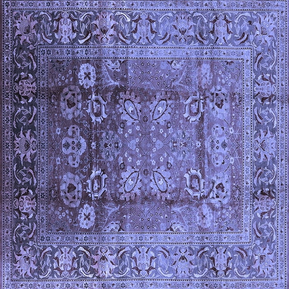 Ahgly Company Indoor Square Oriental Blue Industrial Area Rugs, 8' Square