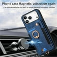 thumbnail image 4 of for iPhone 17 Pro Phone Case Wallet with Card Holder,PU Leather Flip Folio Case,RFID Blocking Ring Holder Kickstand Wrist Strap Magnetic Protective Women Men Cover,Blue,For iPhone 17 Pro, 4 of 11