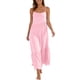 thumbnail image 3 of TaTaai Women's 2026 Summer Spaghetti Strap Ruffled Asymmetric Solid Maxi Dress Loose Beach Sundress for Daily & Vacation Gift, 3 of 9