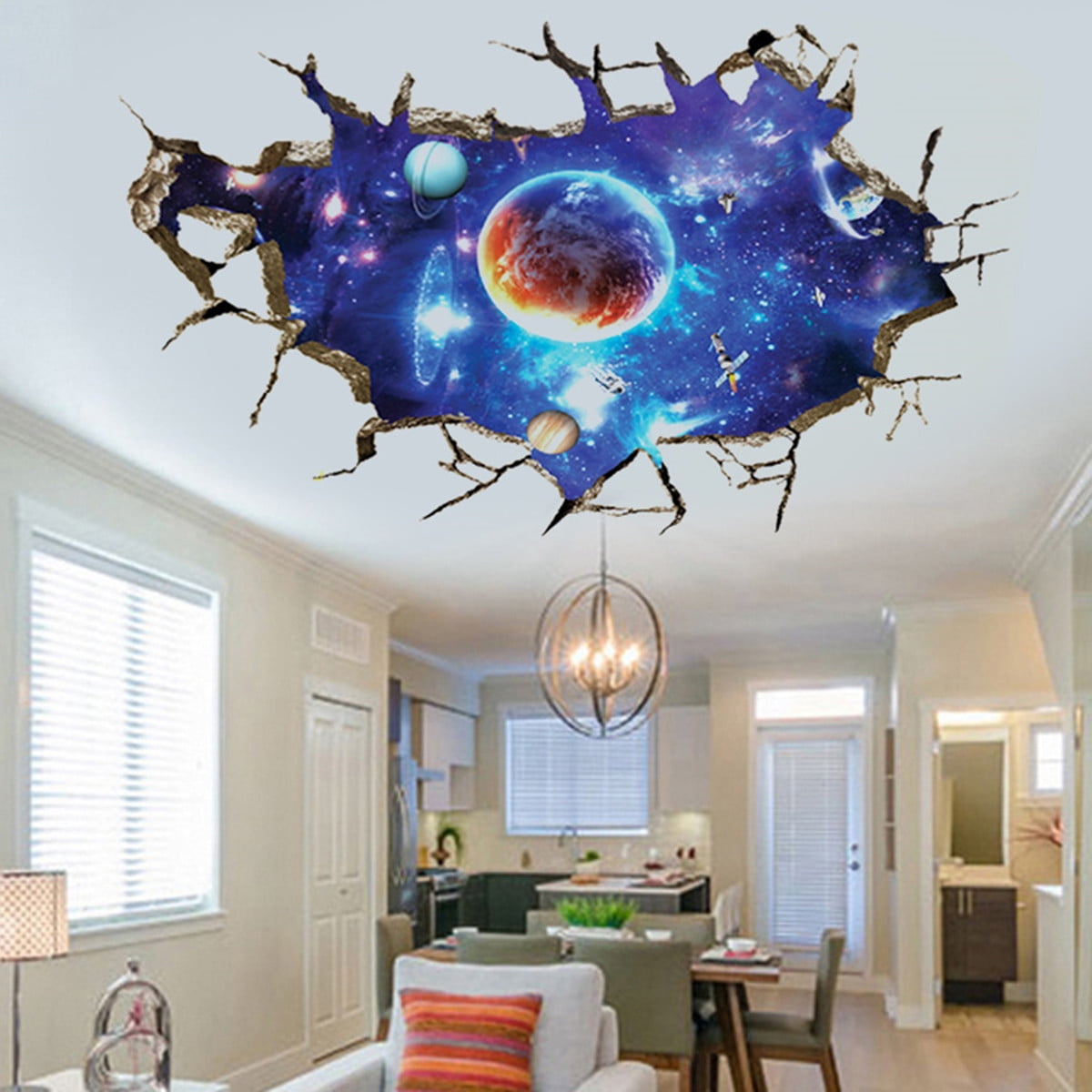 3d Floor Wall Stickers Planet Outer Space Children Kids Bedroom Living Room Wall Decals Sticker Home Decoration Removable