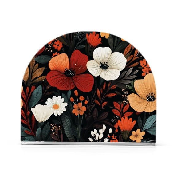 Yayeee Napkin Holder for Table Kitchen Paper Tissue Organization, Red Flowers Pattern