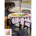thumbnail image 5 of Outdoor Tablecloth with Umbrella Hole for Patio/Picnic/Party/Camping, Pink Flowers Waterproof Table Cloth Square Cover Washable, Spring Floral Summer Botanical Striped Farmhouse (60"x 60"), 5 of 8