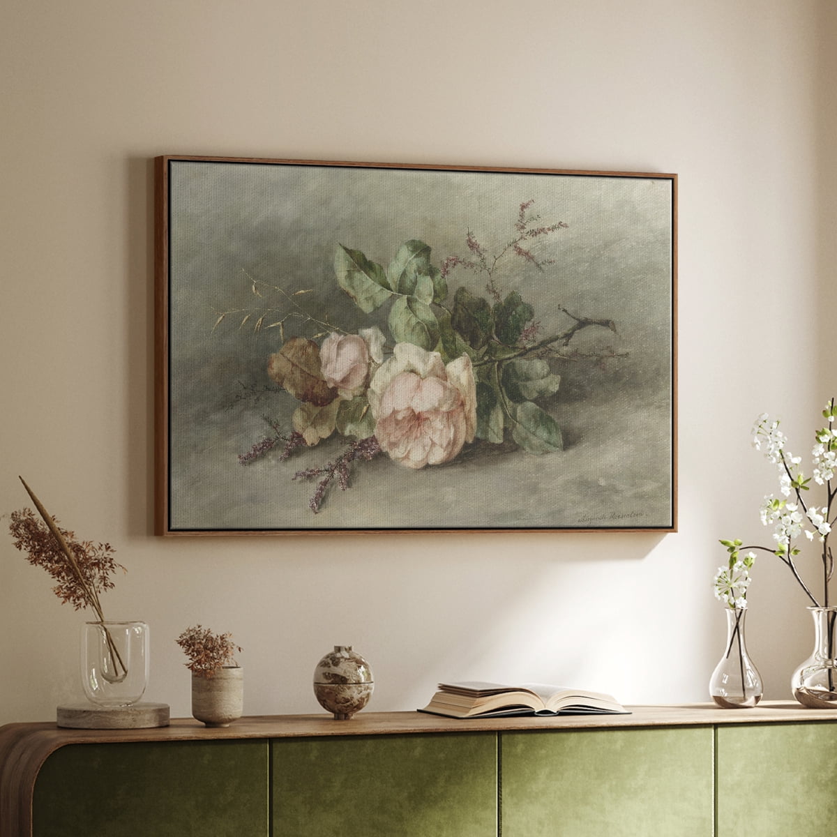 Vintage Botanical Print-XXXVII By Wexford Home Framed in Walnut Wood Gallery Wrapped Canvas 17 in. x 25 in.