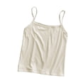 thumbnail image 4 of Women's Camisole Spaghetti Strap Tops Soft Cotton Base Layer Sleeveless Casual Summer Cropped Tees (One Size, Khaki), 4 of 7