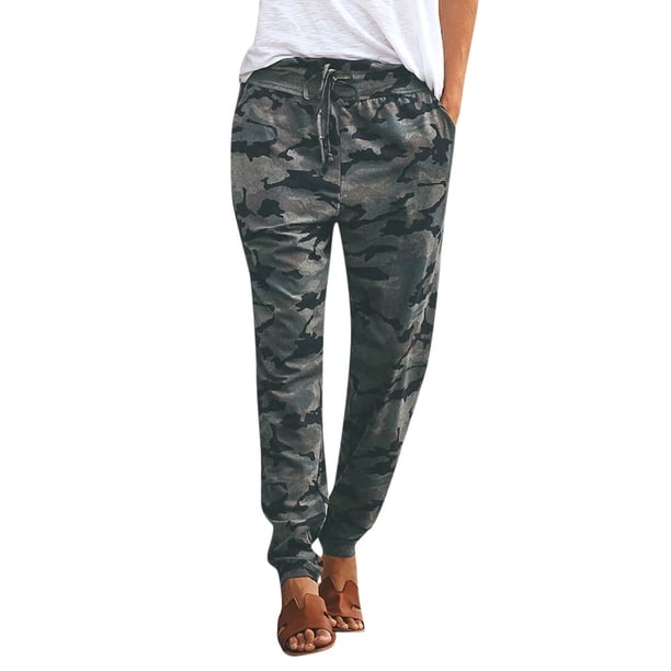 Pantalones Prolriy para mujer, pantalones de camuflaje para mujer, pantalones casuales para mujer, pantalones deportivos estampados, pantalones de mujer, verde S