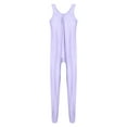 thumbnail image 6 of YEAHDOR Mens Glossy Full Body Unitard Sleeveless Gym Sports Wrestling Singlet One Piece Bodystocking Bodysuit Jumpsuit Light Purple XL, 6 of 7