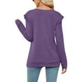 thumbnail image 3 of MAWCLOS Tee-Shirt Col en V Ample pour Femmes, Tunique Unie, Blouse Violette L, 3 of 3